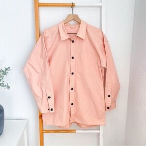 NWOT Stutterheim Pale Pink Raincoat Jacket Chest Pocket Snap Button Overshirt